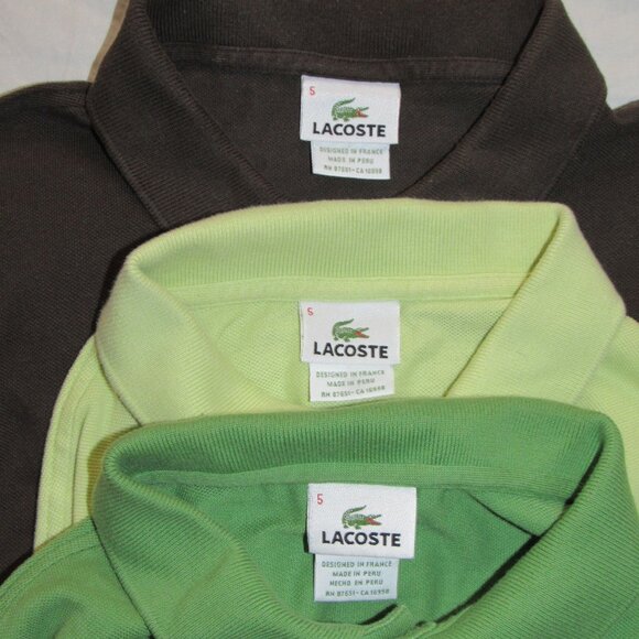 Lot of 3 Lacoste Polo Shirts Mens sz 5 Large Long Short Sleeve Green Brown READ - Picture 2 of 3